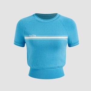 Cider Blue Short Sleeve Knit Top